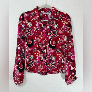 Mary Kate and Ashley Vintage Y2K Funky Floral Button Up Shirt Collar Long Sleeve